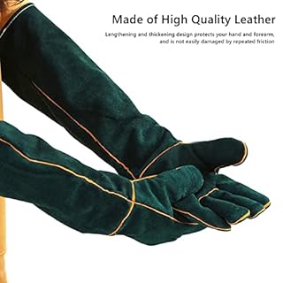 Tylulikaty 23inch Animal Handling Gloves, Animal Control Gloves Bite Resistant Snake Proof Cowhide Reinforced Leather Protection Dog Training Glove for Cats Scratch Reptiles Birds Falcon Grabbing