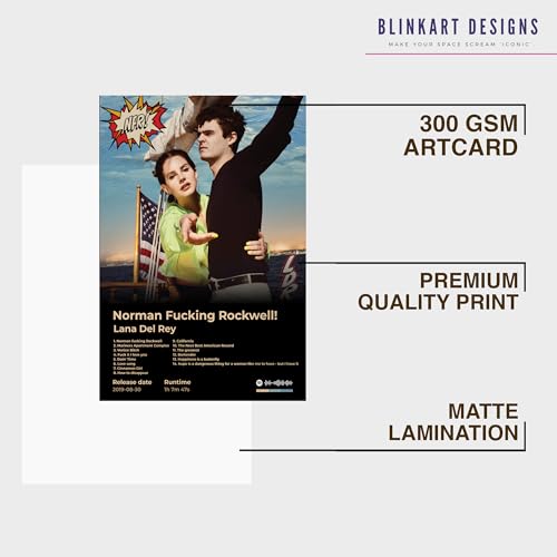 Image of BLINKART LanaDelRay - Norman Fucking Rockwell Wall Photo Frames | Wall Art for Bedroom, Living Room, Studio or Office | Album Cover Print with Spotify Song Link QR Code | Gift for Fans - 8x12 In