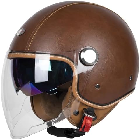 Cascos de cara abierta para motocicleta, aprobados por el DOT, 34, casco para motoneta con visera dual, hebilla de liberación rápida, cascos para
