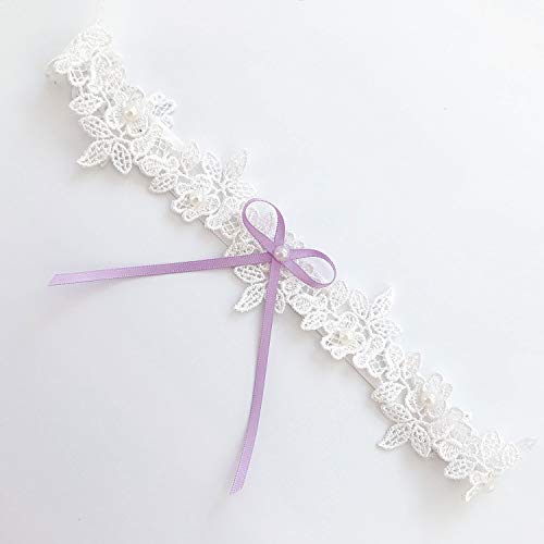 Lace Wedding Bridal Garter With Lavender Bow White Leg Ring Lace Garter Belt Bw22 (Lavender Bow) #TOP7