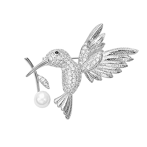 YYBONNIE Precioso broche de colibrí volador de cristal, para traje de solapa, alfileres de oro antiguo, para collar de pájaros, joyería para hombres y mujeres