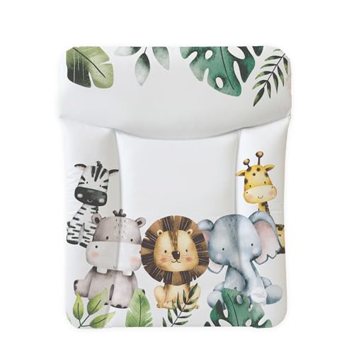 Ceba Baby® weiche Wickelauflage 50x70 cm - Baby Wickelunterlage - Wickeltischauflage für Junge und Mädchen - Wasserdicht, abwaschbar - OEKO-TEX® Standard 100 - Made in EU - Dschungeltiere