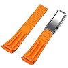Hstrap 22mm Premium Quality Orange Silicone Curved Ends Watch Band Rubber Strap Replacement Half Moon Bands Stainless Steel Buckle for Men Women #4
