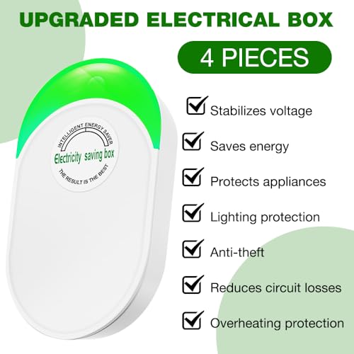 Power Saver, 4 Stück Energiespargerät stromspargerät, Smart Energy Saver GeräTe, Energiespar-Stromsparbox, 90-250V Household Electricity Saving Box, Stromspannungs stabilisator, stromsparer