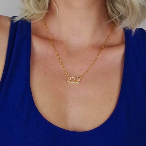 Angel Number Necklace for Women 18K Gold Plated Crystal Pendant Stainless Steel Silver Numerology Jewelry 111 222 333 444 555 666 777 888 999 Lucky Numbers Personalized Gift for Mother and Daughter3