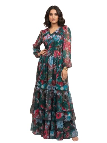 Image of GRECIILOOKS Women's Georgette Dress | Western One Piece Dress for Women Short & Long | Casual Summer Dresses for Beach & Stylish Party Gown fors Women