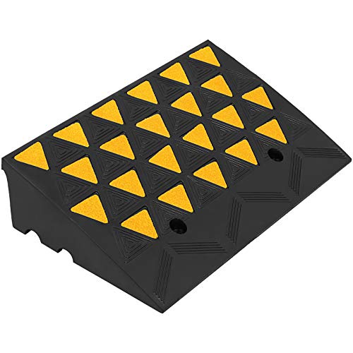 Mophorn Curb Ramp 23-1/2 Length Yellow, 6 High Rubber Curb Ramp, Heavy Duty Sidewalk Curb Ramp, 5 Ton Driveway Ramp for The Curb Forklifts Trucks Buses