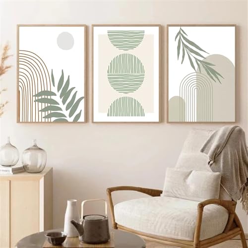 Affiche sur toile de plantes vertes style bohème pour salon, lot de 3 impressions 40x60cm