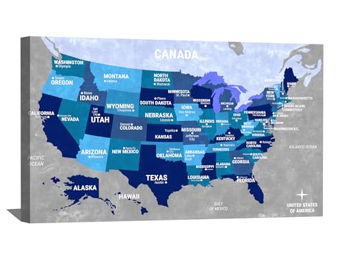 Colorful US Map Gradient Canvas Art