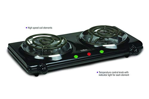 Salton HP1427 Portable Double Cooktop, 3.45 lb, Black