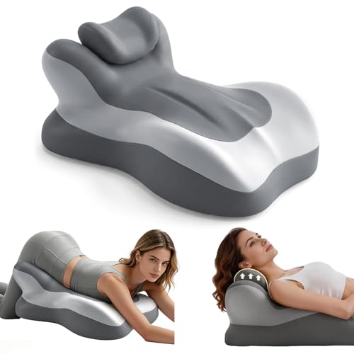 Ergonomic Reading Pillow Memory Foam Wedge Pillow Adjustable Neck Pillows Multi-Positional Support Cushion for Stomach Sleepers and Sedentary with Removable Washable Cover - Gray Middle
