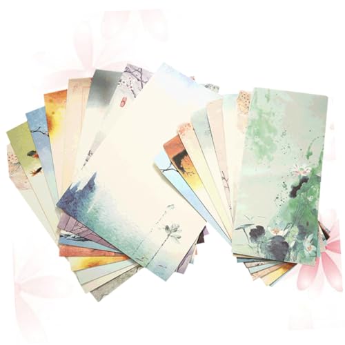 SOPOTUTU 6セット 風プリント 信封信紙 入り おしゃれな レター用紙 と 封筒付き 軽量 な カードや招待状の保管に