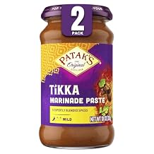 Pataks Tikka Marinade Paste - Mild Indian Tikka Paste w/5 Expertly Blended Indian Spices - Gluten-Free & Vegan - Flavorful Chicken Marinade for Grilling, Roasting & Pan Cooking - 10oz Jar Pack of 2