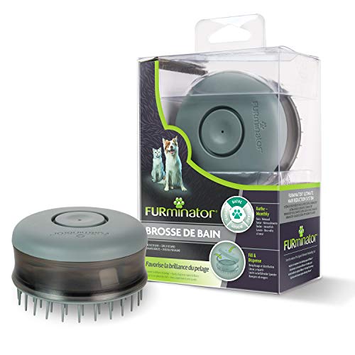 FURMINATOR Brosse de Bain pour Chiens et Chats – Réservoir à shampoing/après-shampoing et distributeur incorporés - Facilite la répartition – Recommandée par des Professionnels - Sans Bisphénol A