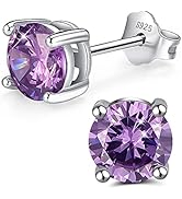 Damen Ohrringe Geburtsstein Ohrringe 925 Sterling Silber für Damen Mädchen Sparkling Round Cut CZ...