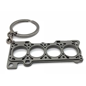 GT//Rotors Gunmetal Head Gasket Keychain Automotive Part Car Gift Key Chain Ring