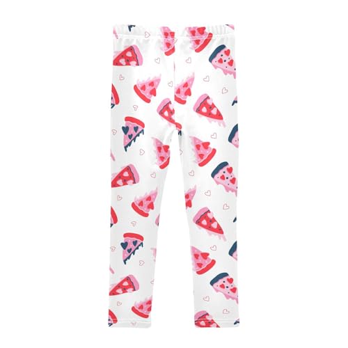 Pizza Heart for Valentines Day Girls Leggings,Workout Leggings for Girls Toddler Athletic Leggings Size for 3-10T2
