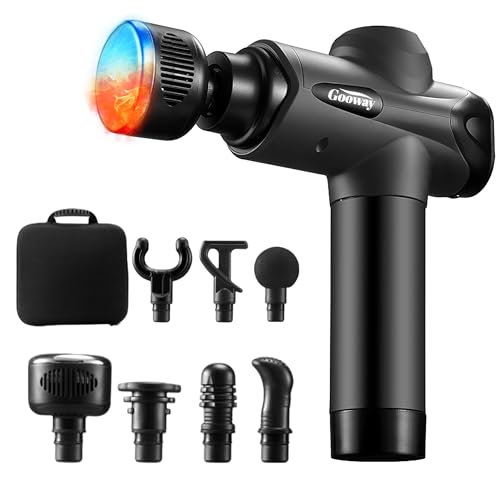 Gooway Pro Massage Gun with Heat and Cold Therapy, deep Tissue Massage Gun, Muscle Impact Massager, with Seven Massage Heads, relieves Muscle Fatigue and Swelling, Portable, Christmas Gift