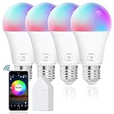 koopower 4 PackLED Smart Bulbs WiFi and Bluetooth Mesh Bulbs Dimmable Multicolor with Dynamic Mode Smart Lights APP Controlled, Work with Alexa and Google Home