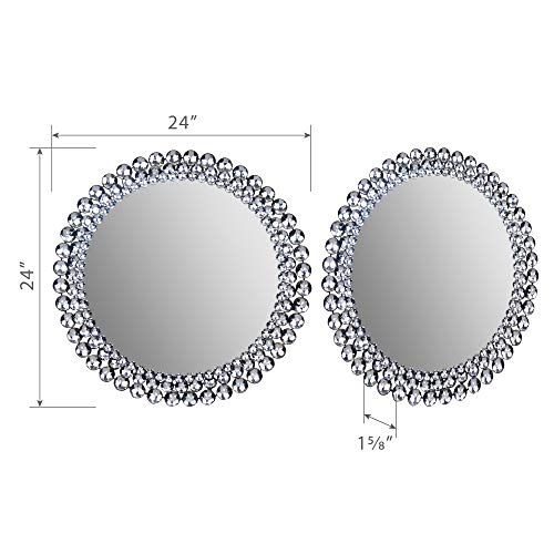Everly Hart Collection Round Jeweled Mirror, 24" #TOP5