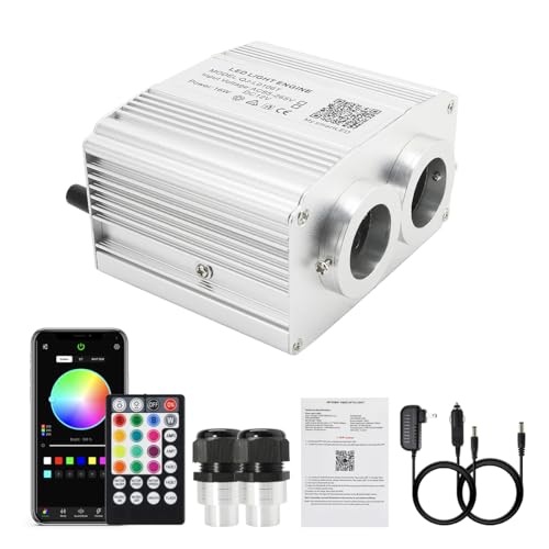Image of AKEPO 16W Car Home Dual-Head Twinkle Fiber Optic Light Engine, Twinkle+APP Control+Music Activated+28-Key Remote for Starlight Headliner Kit