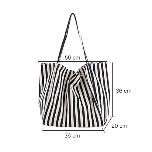 2 Bolsas Tote de Lona Rayadas Casual Suaves miniatura 4