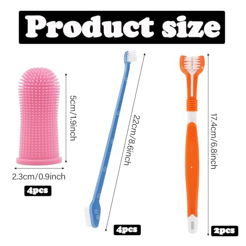 Zahnreinigungsset 2 Stück Dreifach Köpfe Hundezahnbürsten, 4 Finger Zahnbürste, 4 Doppelköpfige Zahnbürste, Zahnbürste für Hunde Kleine/Katze Mittelgroße und Große Haustiere