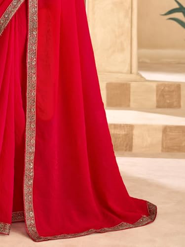 Image of AKHILAM Women's Satin Sequence Embroidery Saree With Unstitched Blouse Piece(SNDLWOD1601 TFH Parent)