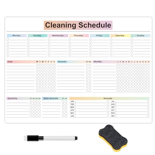 Cleaning Checklist Dry Erase Magnetic Whiteboard for Refrigerator,Daily Weekly and Monthly Checklist Planner and Household Chore-Cleaning Schedules and Checklists (Style New)