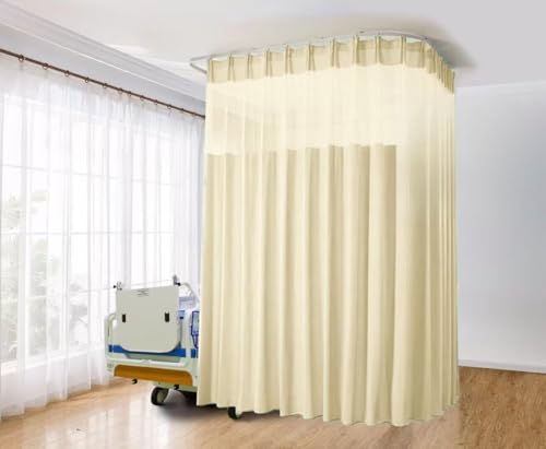 Fllwow Hospital Curtain with Flame Resistance for Medical exam Room Clinic SPA Lab Cubicle Bed Divider-beige1*(5ft Widet x7ft Tall)