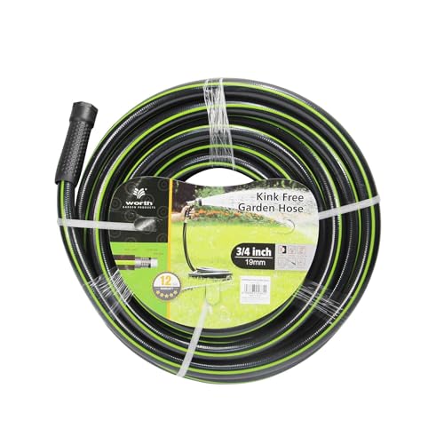 Image of Worth 3 /4'' 100ft. No-Kink Tested Home & Contractor Approved Garden Hose 12 Year Warranty | Extremely High Water Pressure with Solid Brass Fittings - Landscape Approved - Extremely Durab