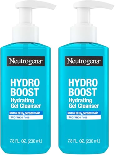 Neutrogena Hydro Boost Face Wash,Fragrance Free,Hydrating Facial Cleanser with Hyaluronic Acid,Daily Foaming Face Wash & Makeup Remover,Hypoallergenic Gel Cleanser,7.8 fl. oz,(Pack of 2)