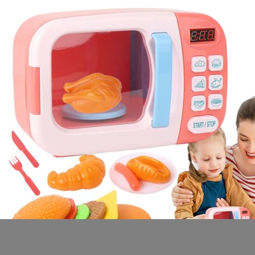 lyanny Micro-Ondes Jouet | Cuisine Bébé Aliments Lumière Son,Jeu de Rôle Interactif avec Minuteur pour Maison Extérieur Restaurant Garçons Filles
