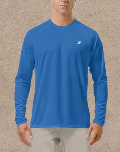 Image of Roadbox Mens UPF 50+ UV Sun Protection Shirts Outdoor Long Sleeve SPF Rash Guard for Fishing Hiking Swimming Running