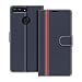 Produktbild COODIO Handyhülle für Huawei P Smart 5,65 Zoll Handy Hülle, Huawei P Smart Hülle Leder Handytasche für Huawei P Smart Klapphülle Tasche, Dunkel Blau/Rot