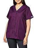 Cherokee Women's Workwear Snap Front V-Neck Scrubs Shirt, Eggplant, Large