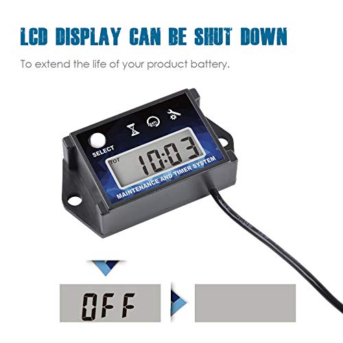 Runleader Small Engine Hour Meter,Digital Tachometer,Maintenance Reminder,Max Rpm Recall,User Shutdown,For Ztr Lawn Mower Tractor Generator Marine Outboard Atv Jetski Motor And Gas Powered Equipment #TOP6
