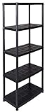 Super-Deal: Kunststoffregal mit 5 Böden und Einer Traglast von 30 kg pro Boden (gesamt 150 kg), teilbar als 3+2 Regal durch modularen Aufbau sowie zusätzlichen Kappen und Füße
