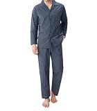 DAVID ARCHY Pyjama Herren Set Gewebter Karierter Klassischer Baumwollpyjama Lounge-Set Mit Knöpfen Reverskragen Nachtwäsche Leicht und Atmungsaktiv