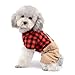 SMALLLEE_LUCKY_STORE Pet Clothes for Small Dog Cat Red Plaid Shirts Sweater with Khaki Overalls Pants Jumpsuit Outfits XL