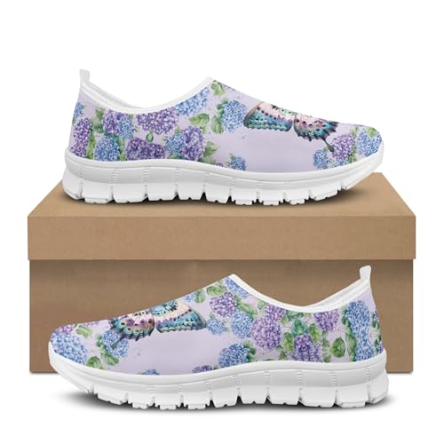 Image of Hummingbird Floral Print Lightweight Walking Shoes for Women Mesh Casual Sneakers Size 5-10.5