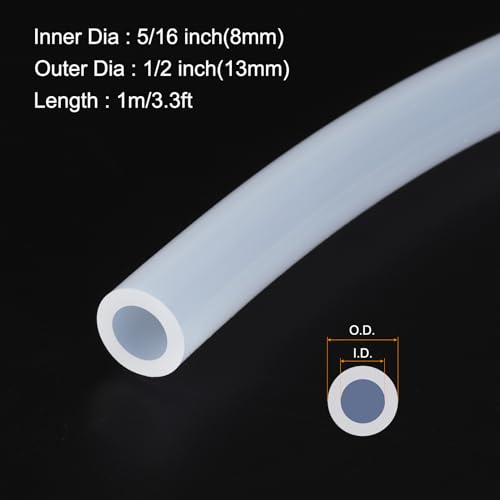 Image of 3.3ft 5 /16 inch ID x 1 /2 inch OD Silicone Tubing Clear Industrial Plastic Tubing Silicone Hoses for Pump Siphoning Draining Irrigation Brewing