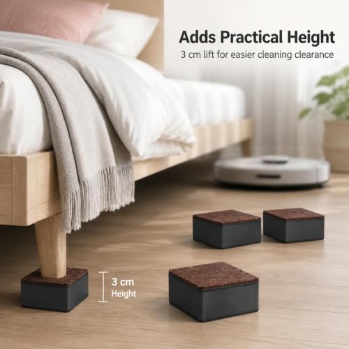 Patas de madera y acero para elevar camas y muebles en kit de 4 piezas 7