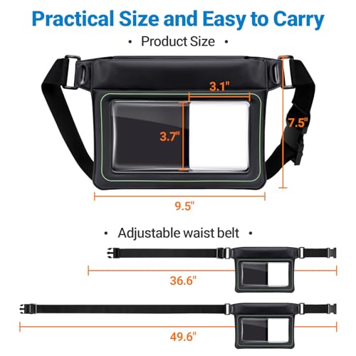 Image of F-color Waterproof Fanny Pack Floating - Waist Pouch with 35oz Buoyancy - Cruise Essentials Must Haves Waterproof Bag Keeps Phone Valuables Safe for Swimming Beach Kayaking Boating