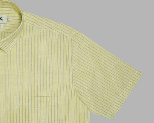 Image of GHPC 100% Cotton Striped Half Sleeves Regular Fit Formal Shirt for Men