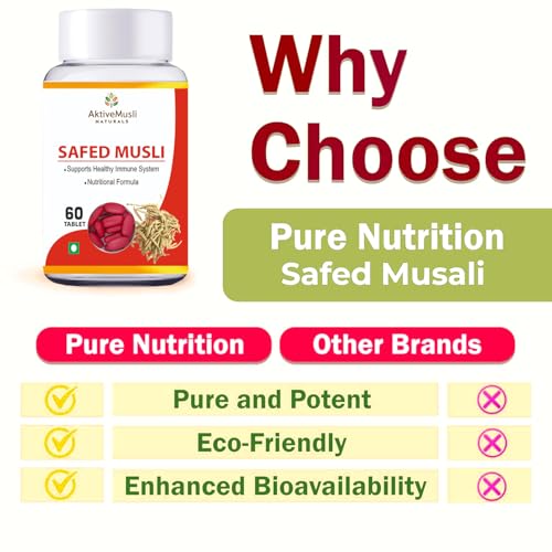 Image of Safed Musli - 60 Tablets | Ayurvedic Herbal Supplement for Muscle Strength
