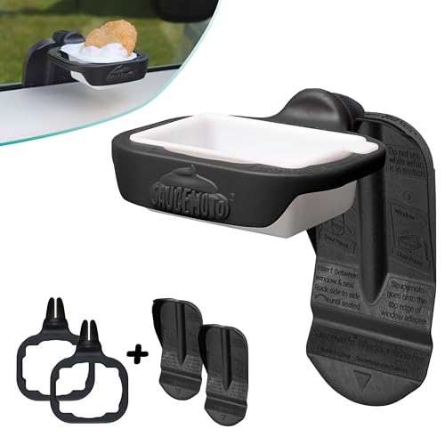 Saucemoto Dip Clip | Front & Back Seat Pack - Car Sauce Holder for Vents & Windows (2 Count Pack, Black)