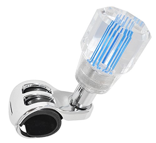 AJP Distributors Universal Suicide Streak Neon Blue Auxiliary Steering Wheel Knob Assistance Heavy Duty Aid Handle Grip Control Transparent Power Turn Tuner Spinner Shift Acrylic