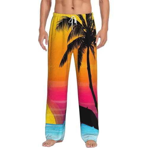 Pantalon de pyjama en flanelle de qualité supérieure imprimé palmier homme