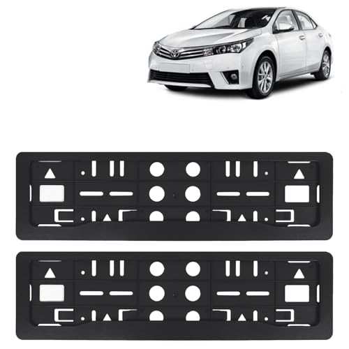 Image of KINGSWAY Corolla Altis Car Number Plate Frames for All 2013 to 2020 Models of Toyota Car Registration Plate Holders, Black Licence Plate Covers (Front and Rear), Universal Size 51.5 x 14.5 cm